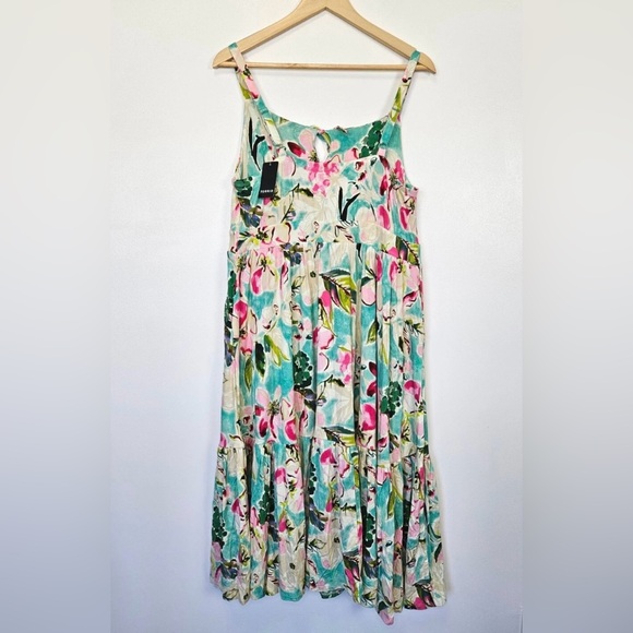 Torrid Midi Super Soft Tie Front Floral Sleeveless Dress - Picture 9 of 11